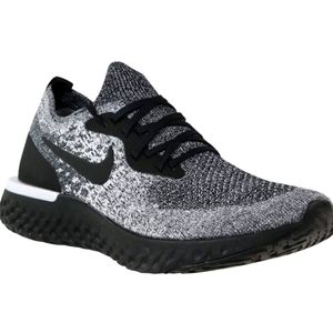 Nike Epic React Flyknit 2 Knit Gray Lace Up  Running Sneakers with Black Soles